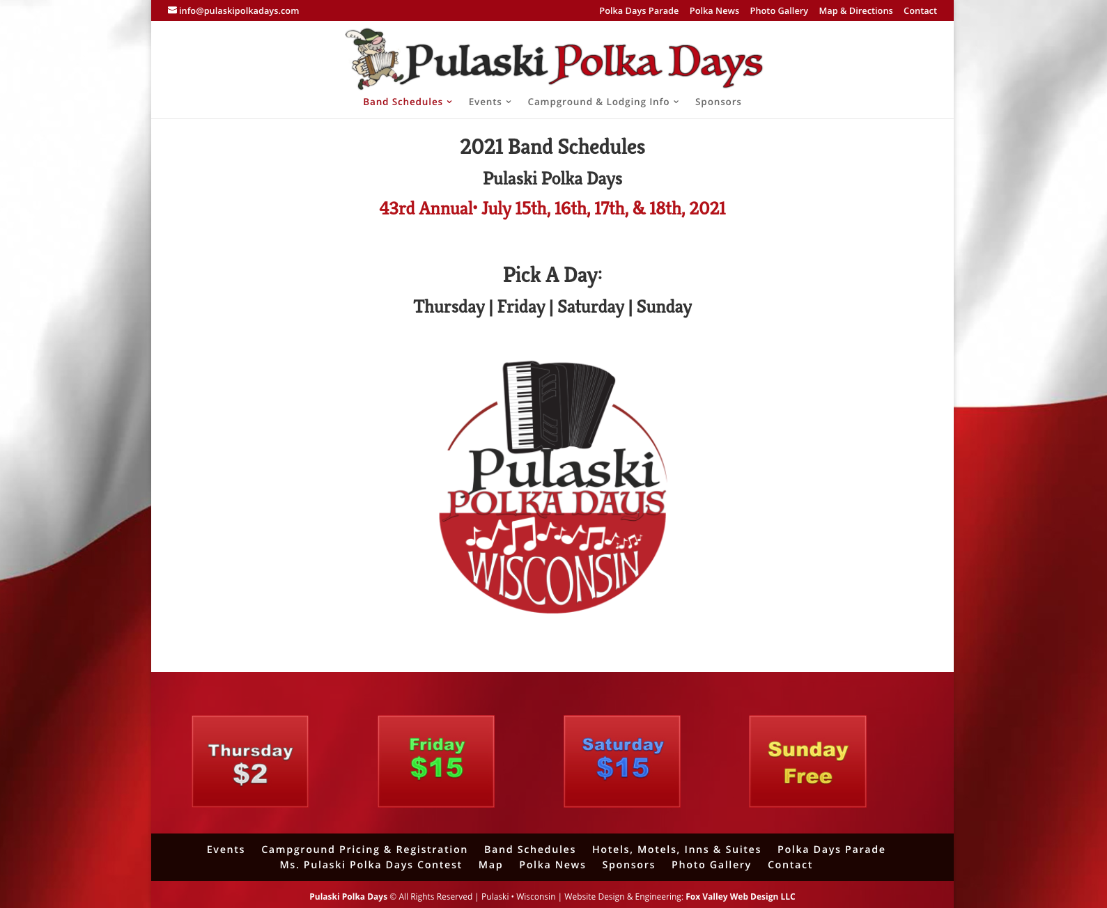 2021 Pulaski Polka Day's Band Schedules are set. Pulaski Polka Days